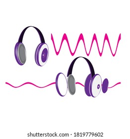Auricular 3D Ilustración Vector Púrpura