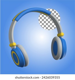 headphone in 3d illustration of travel and vacation theme