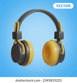 headphone 3D vector icon set, on a blue background