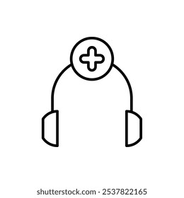 Icono del agregado del auricular, Vector de línea aislado en el fondo blanco. Diseño moderno y de moda