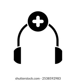 Icono de adición de auriculares, Vector moderno aislado sobre fondo blanco.