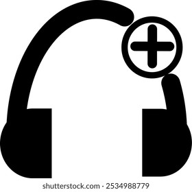 Icono de adición de auriculares. Diseño de Vector reemplazable.