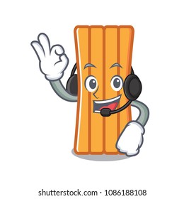 With headphone air mattress mascot cartoon
