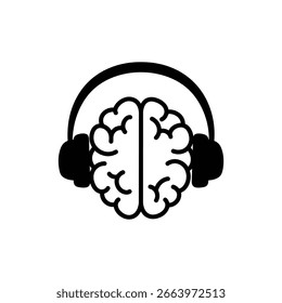 Auriculares alrededor del cerebro que representan ayuda guiada y Asistencia