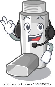 With headphone asthma inhaler in the character bag