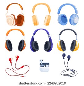 Headphone. Audio devices for listening to music. Individual devices for sound reproduction. Vector illustration