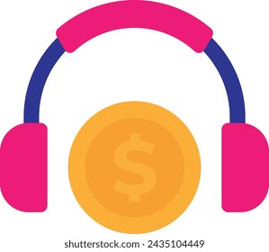 Ilustración plana del vector del icono del sonido del auricular