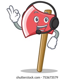 With headphone axe character cartoon style vector illustration