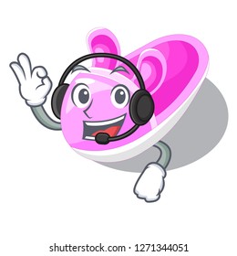 With headphone baby shoes isolated in the mascot