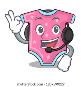 With headphone baby wool clothes isolated on mascot
