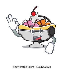 Headphone banana split mascot cartoon