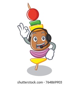 With headphone barbecue character cartoon style
