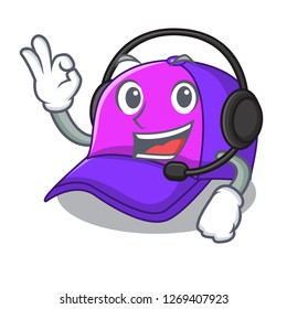 With headphone baseball cap in shape cartoon beautiful
