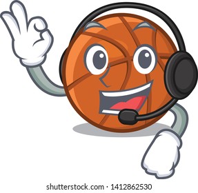With headphone basket ball in a cartoon chair