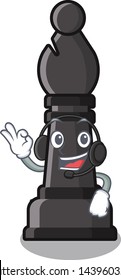 With headphone bishop chess in the cartoon shape