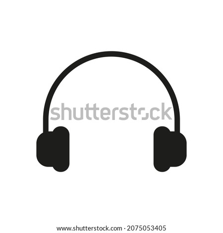 Headphone black icon. Music devise silhouette. Earphones symbol. Vector isolated on white