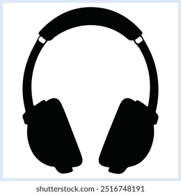 Headphone black silhouette, Headphones wireless vector,  earphone doodles and illustration on a white background