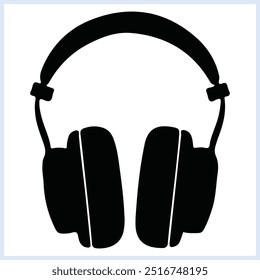 Headphone black silhouette, Headphones wireless vector,  earphone doodles and illustration on a white background