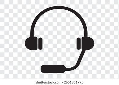 Fone de ouvido preto silhueta vetor no fundo branco