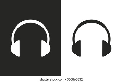 Headphone   -  black and white icons. Vector illustration