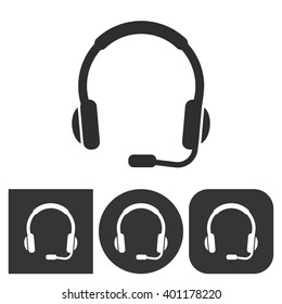 Headphone   -  black and white icons. Vector illustration. 