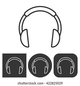Headphone   -  black and white icons. Vector illustration. 