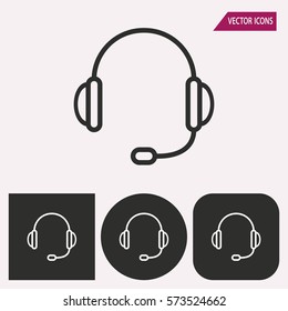 Headphone - black and white icons. Vector illustration.