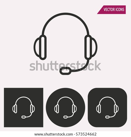 Headphone - black and white icons. Vector illustration.