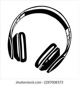 Headphone in black and white illustration for background and icon