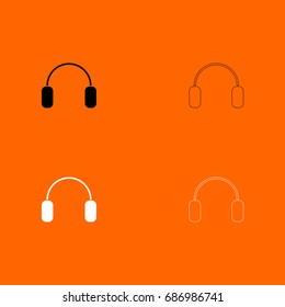 Headphone black and white set icon .
