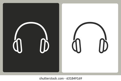 Headphone - black and white vector icons. Illustration isolated for graphic and web design.