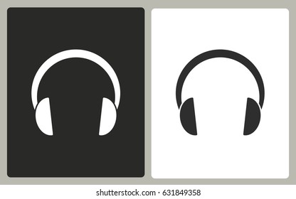 Headphone - black and white vector icons. Illustration isolated for graphic and web design.
