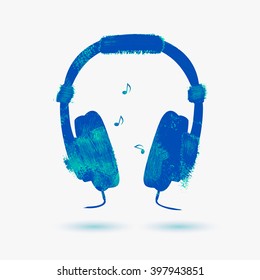 headphone of blue paint
