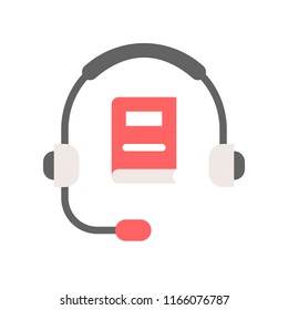 headphone and book , technology and e-learning icon
