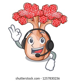With headphone bottle shaped tree on a cartoon With headphone bottle shaped tree on a cartoon