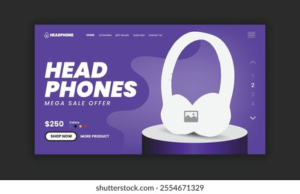 Headphone Brand Product Landing Page or Music Headphone Website Home Page Hero Section User Interface Design Template and Headphone Branding Redefining Website Landing Page 