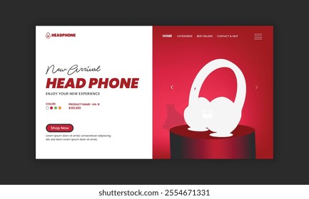 Headphone Brand Product Landing Page or Music Headphone Website Home Page Hero Section User Interface Design Template and Headphone Branding Redefining Website Landing Page 