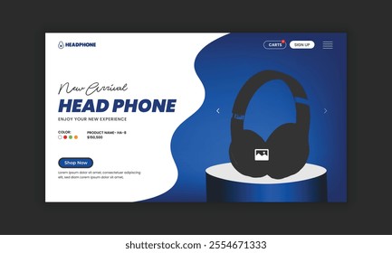 Headphone Brand Product Landing Page or Music Headphone Website Home Page Hero Section User Interface Design Template and Headphone Branding Redefining Website Landing Page 