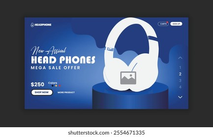 Headphone Brand Product Landing Page or Music Headphone Website Home Page Hero Section User Interface Design Template and Headphone Branding Redefining Website Landing Page 