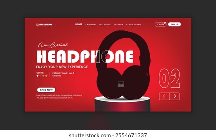 Headphone Brand Product Landing Page or Music Headphone Website Home Page Hero Section User Interface Design Template and Headphone Branding Redefining Website Landing Page 