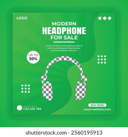 Headphone brand product social media post bundle template.