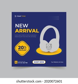 Headphone Brand Promotion Social Media Post Banner Template