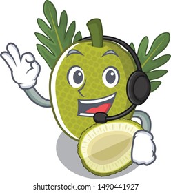 With headphone breadfruit isolated with in the mascot