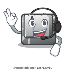 With headphone A button attached a cartoon keyboard