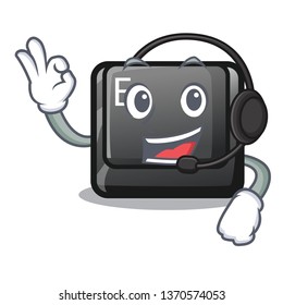 With headphone button E on a game cartoon
