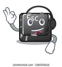 With headphone button esc isolated in the character