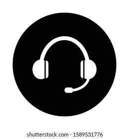 headphone button icon black white color vector