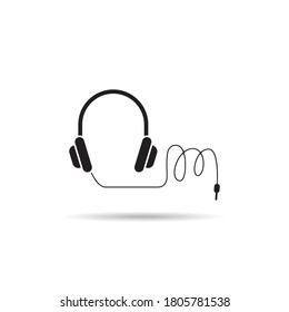 headphone and cable vector on white background