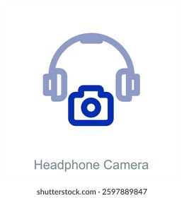 Headphone Camera and music icon concept