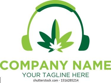Headphone With Cannabis Leaf Logo